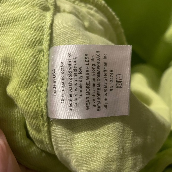 Mara Hoffman Georgina pants Lime Green Wide Leg 14 organic cotton designer boho - Picture 7 of 7